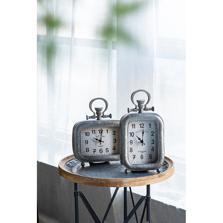 Williston Industrial Analog Metal Quartz Tabletop Clock with
